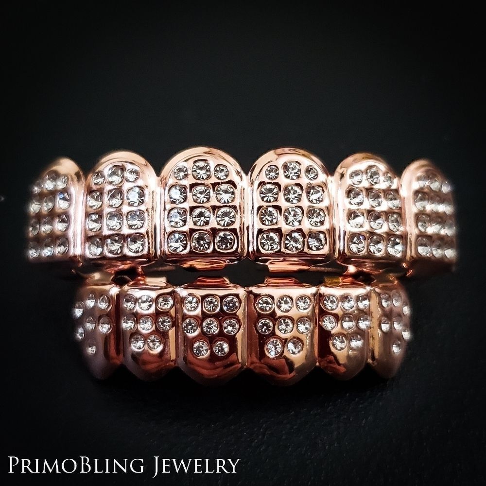 Iced Out Rose Gold Grillz Set
